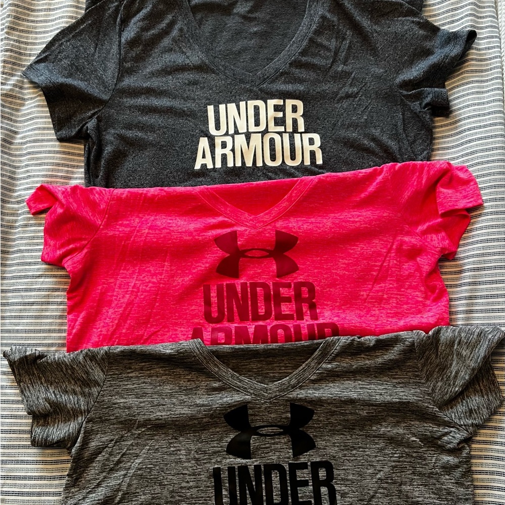 Under Armour womens V-Neck Tees - Black, Pink, Gray